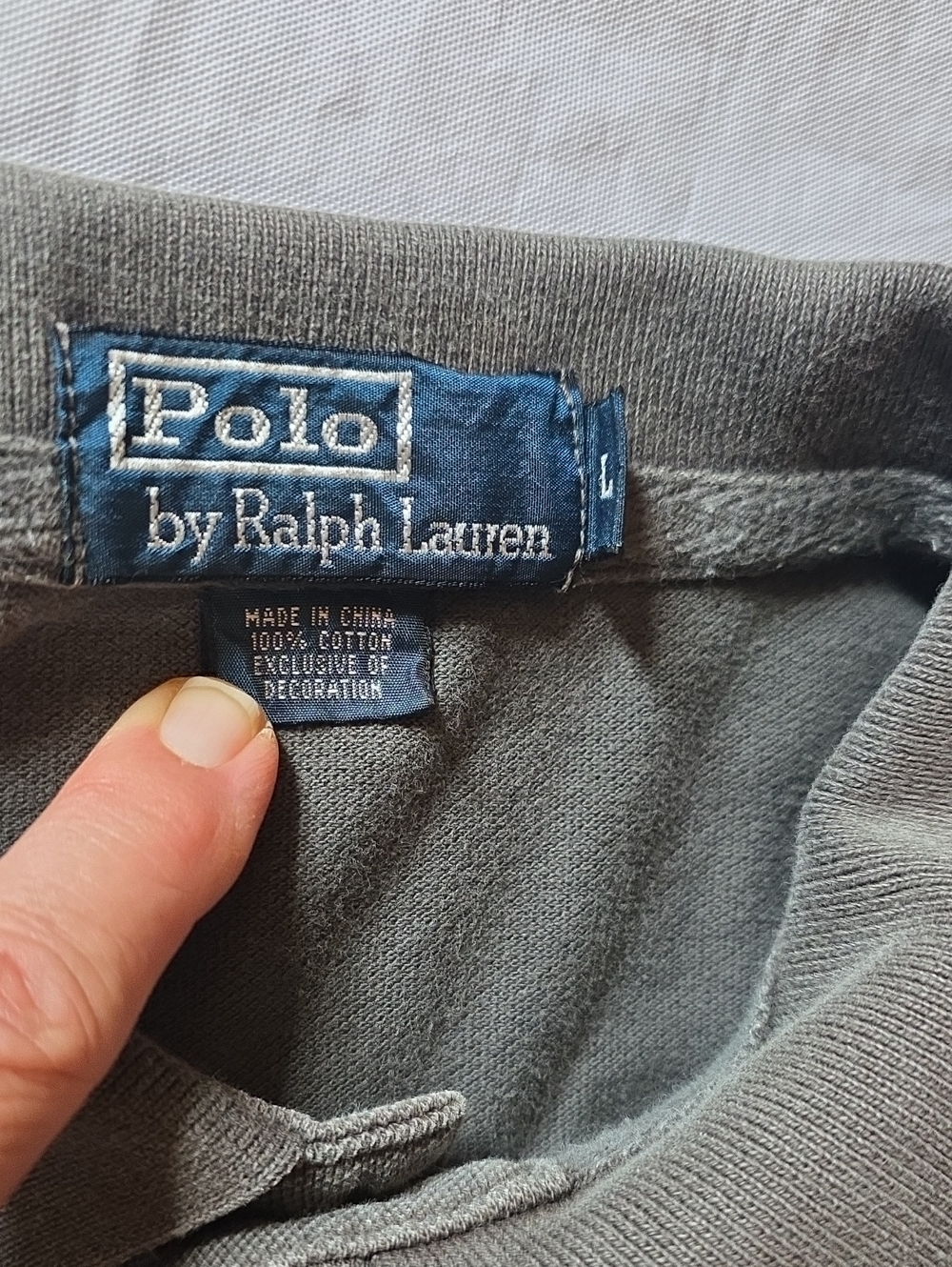 Polo Ralph Lauren VTG Men's RLPC Distressed Polo Front Graphic Gray L - Picture 3 of 10